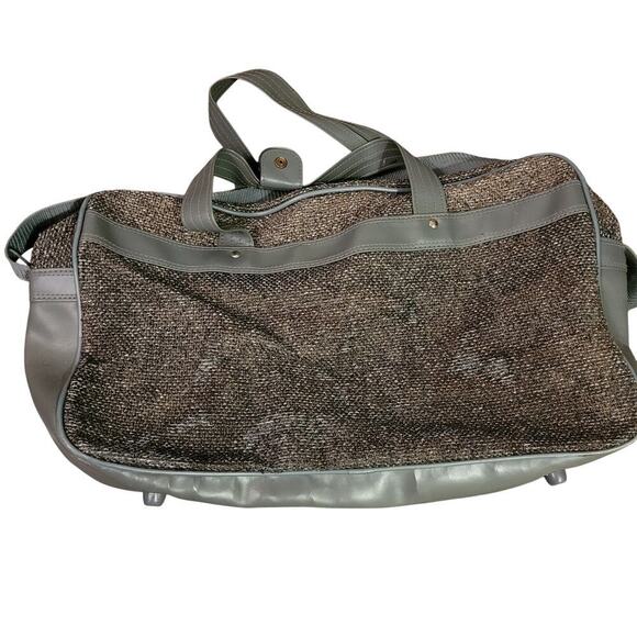 Vintage Oscar De La Renta Luggage Carry On Gray Tweed Tapestry 80s Overnight - Picture 5 of 14